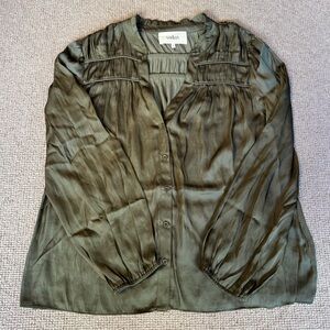 ba&sh Sage Green Pleated Blouse